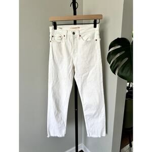 Levis Wedgie Straight Leg Jeans with Raw Hem Off White